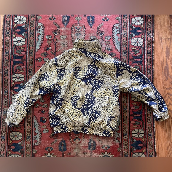 Vintage leopard print blue bomber jacket - fits a small/medium - Picture 4 of 6